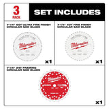 Milwaukee 7-1/4 in. Fine Finish Circular Saw Blade (3-Pack)