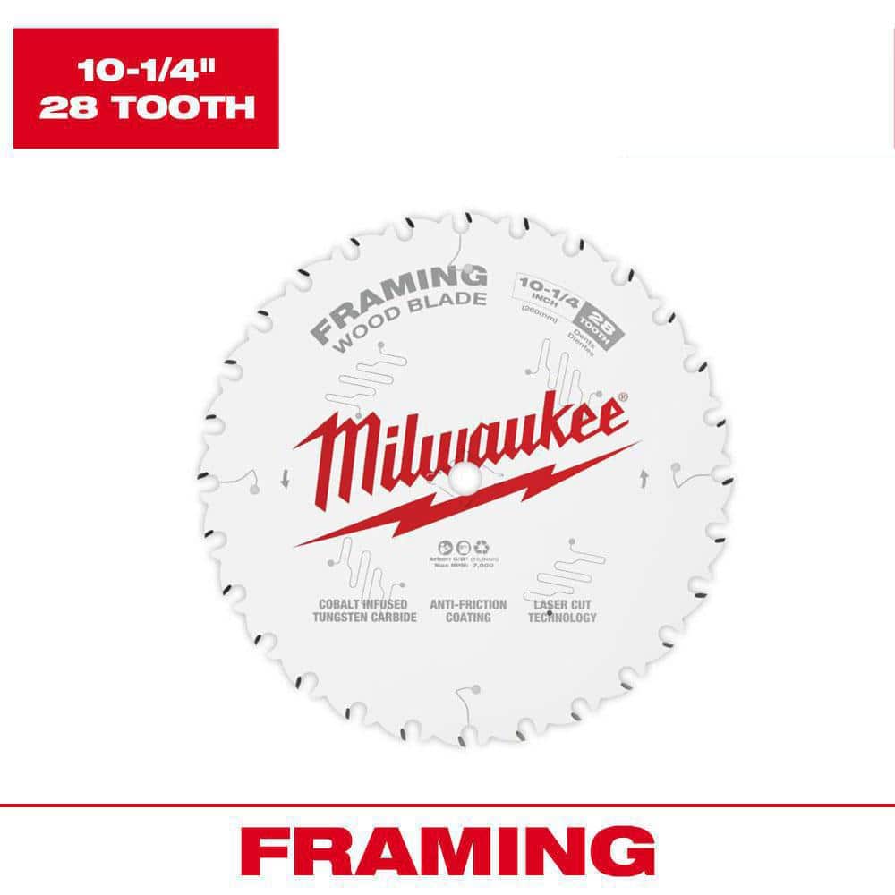 Milwaukee 10-1/4 in. x 28-Tooth Framing Circular Saw Blade, 5/8 in. Arbor