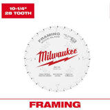 Milwaukee 10-1/4 in. x 28-Tooth Framing Circular Saw Blade, 5/8 in. Arbor