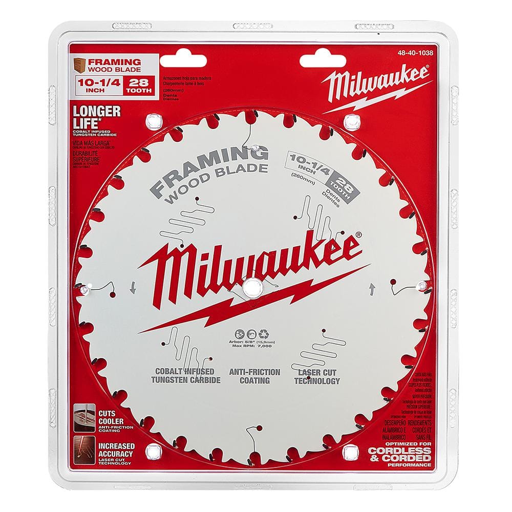 Milwaukee 10-1/4 in. x 28-Tooth Framing Circular Saw Blade, 5/8 in. Arbor