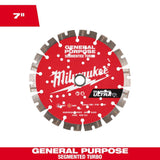 Milwaukee 7 in. Ultra Segmented General-Purpose Diamond Blade, DM-7/8"-5/8" Arbor, 8,730 Max RPM