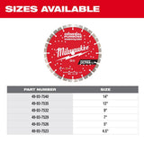 Milwaukee 7 in. Ultra Segmented General-Purpose Diamond Blade, DM-7/8"-5/8" Arbor, 8,730 Max RPM