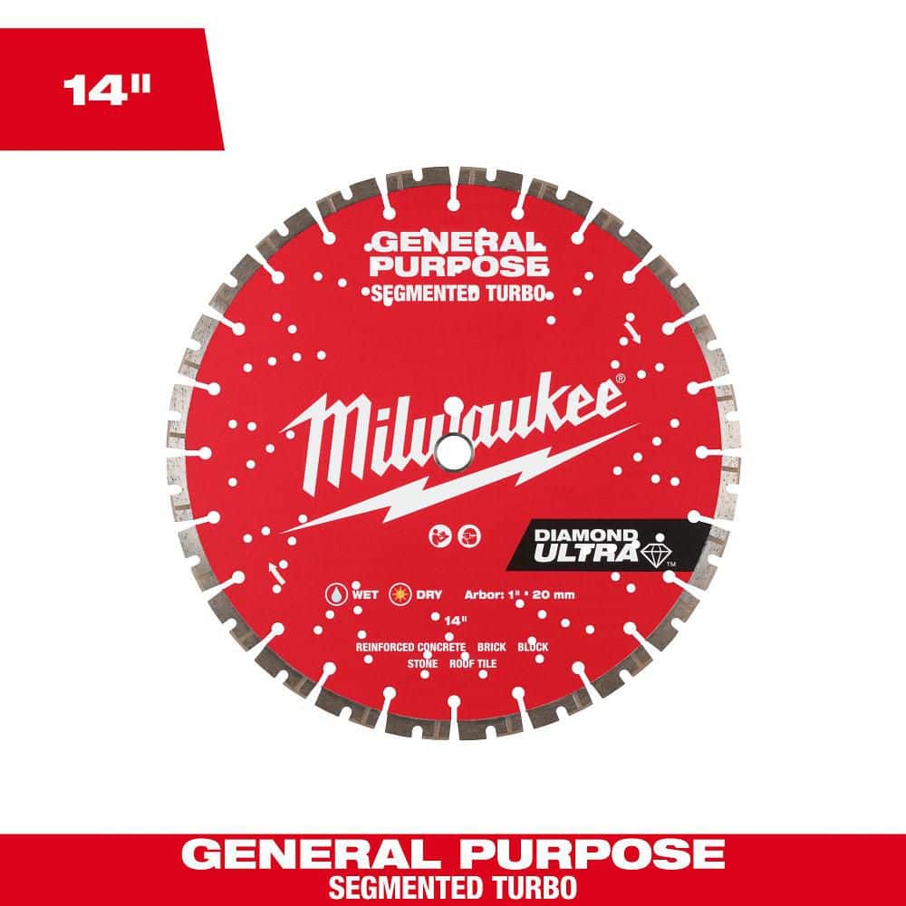 Milwaukee 9 in. Ultra Segmented General Purpose Diamond Blade, 7/8 in.–5/8 in. Arbor, 6,790 RPM