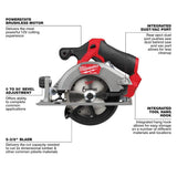 Milwaukee M12 FUEL 12-Volt Brushless Cordless 5-3/8 in. Circular Saw Kit with 4.0Ah Battery, Charger and Tool Bag