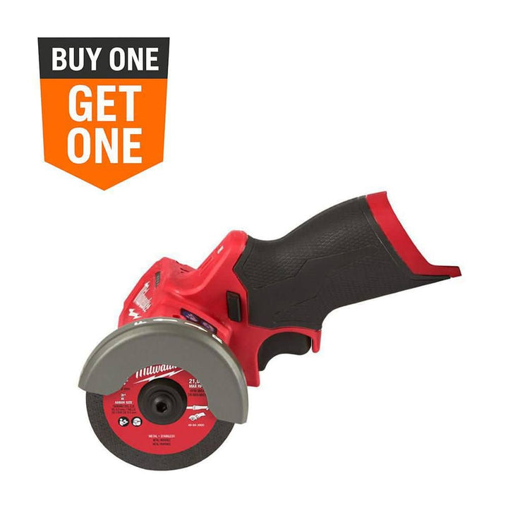 Milwaukee M12 FUEL 12V 3 in. Lithium-Ion Brushless Cordless Cut-Off Saw (Tool-Only) with 3 in. Diamond Tile Blades (2-Pack)