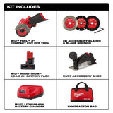 Milwaukee M12 FUEL 12-Volt 3 in. Brushless Cordless Cut Off Saw Kit with XC4.0 Battery, Charger, Bag & M12 Flood Light