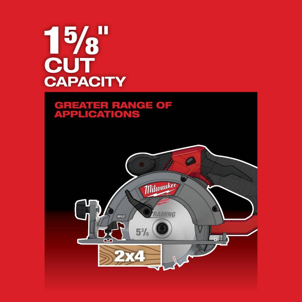 Milwaukee M12 FUEL 12-Volt Brushless 5-3/8 in. Cordless Circular Saw with 4.0Ah M12 Battery