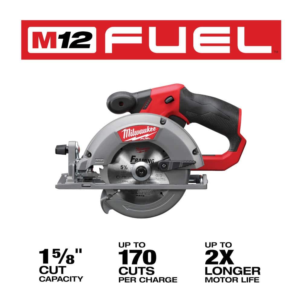 Milwaukee M12 FUEL 12-Volt Brushless 5-3/8 in. Cordless Circular Saw with 4.0Ah M12 Battery