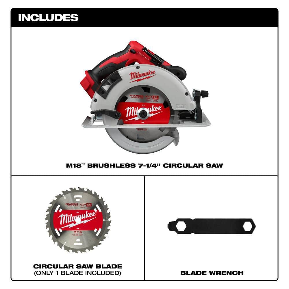 Milwaukee M18 Brushless 15‑Gauge Angled Finish Nailer & 7‑1/4 in. Brushless Circular Saw Combo with M18 2.0Ah and 5.0Ah XC Batteries