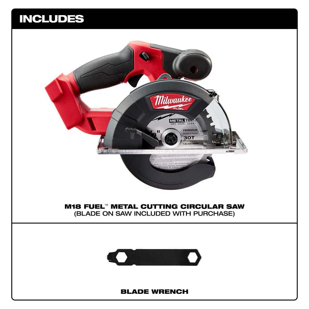 Milwaukee M18 FUEL 18-Volt Brushless Cordless Metal-Cutting Circular Saw, 5-3/8 in (Tool-Only) with 30T Metal Saw Blade