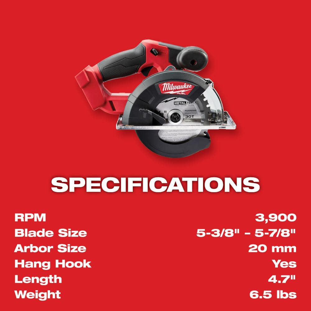 Milwaukee M18 FUEL 18-Volt Lithium-Ion Brushless Cordless 5-3/8 in. Metal Cutting Circular Saw Kit with Extra Blade