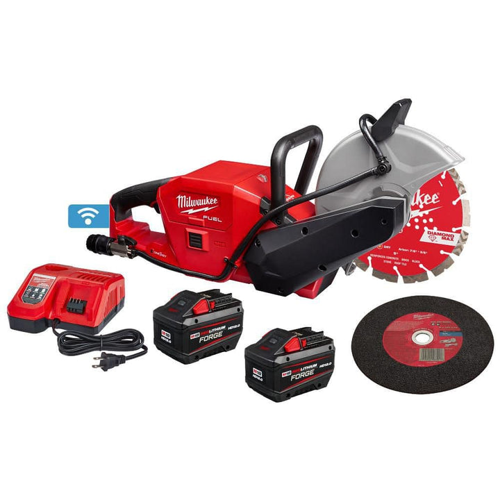 Milwaukee M18 FUEL ONE-KEY 18V Brushless Cordless 9 in. Cut-Off Saw Kit with (2) 12.0Ah Batteries, Rapid Charger & 100 ft. Bold Line Chalk Reel