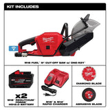 Milwaukee M18 FUEL ONE-KEY 18V Brushless Cordless 9 in. Cut-Off Saw Kit with (2) 12.0Ah Batteries, Rapid Charger & 100 ft. Bold Line Chalk Reel