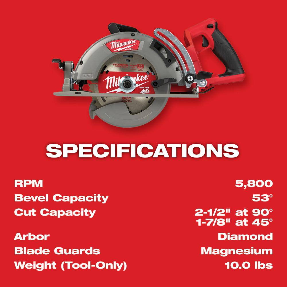 Milwaukee M18 FUEL 18V Lith-Ion Cordless 7-1/4 in. Rear Handle Circular Saw w/Super SAWZALL & (2) High Output 6.0Ah Battery