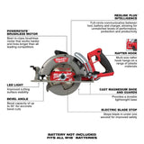 Milwaukee M18 FUEL 18V Lithium-Ion Cordless 7-1/4 in. Rear Handle Circ Saw w/3-1/2 in. 30-Degree Nailer, Two 6 Ah HO Batteries