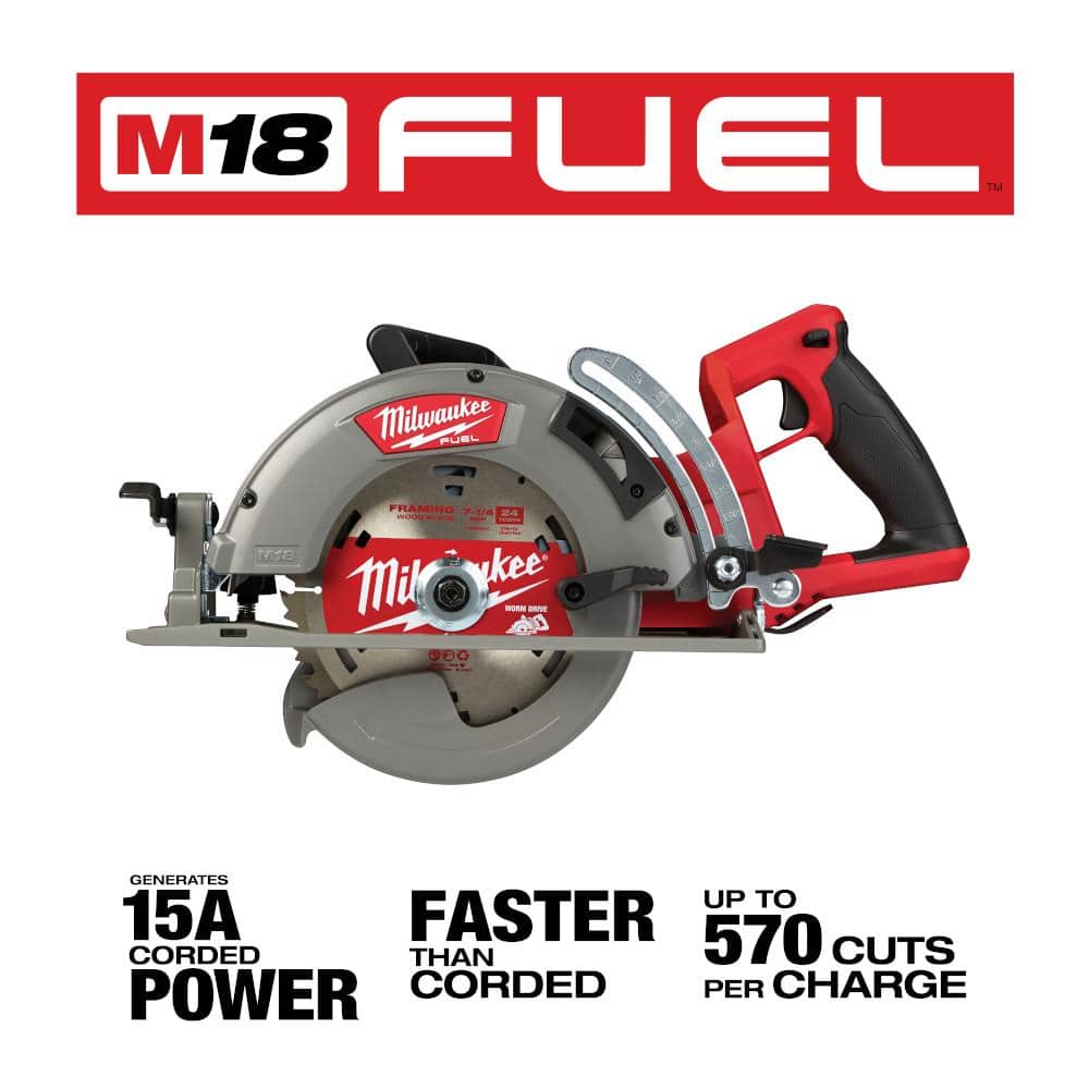 Milwaukee M18 FUEL 18V Lithium-Ion Cordless 7-1/4 in. Rear Handle Circular Saw with 30-Degree Framing Nailer (2-Tool)