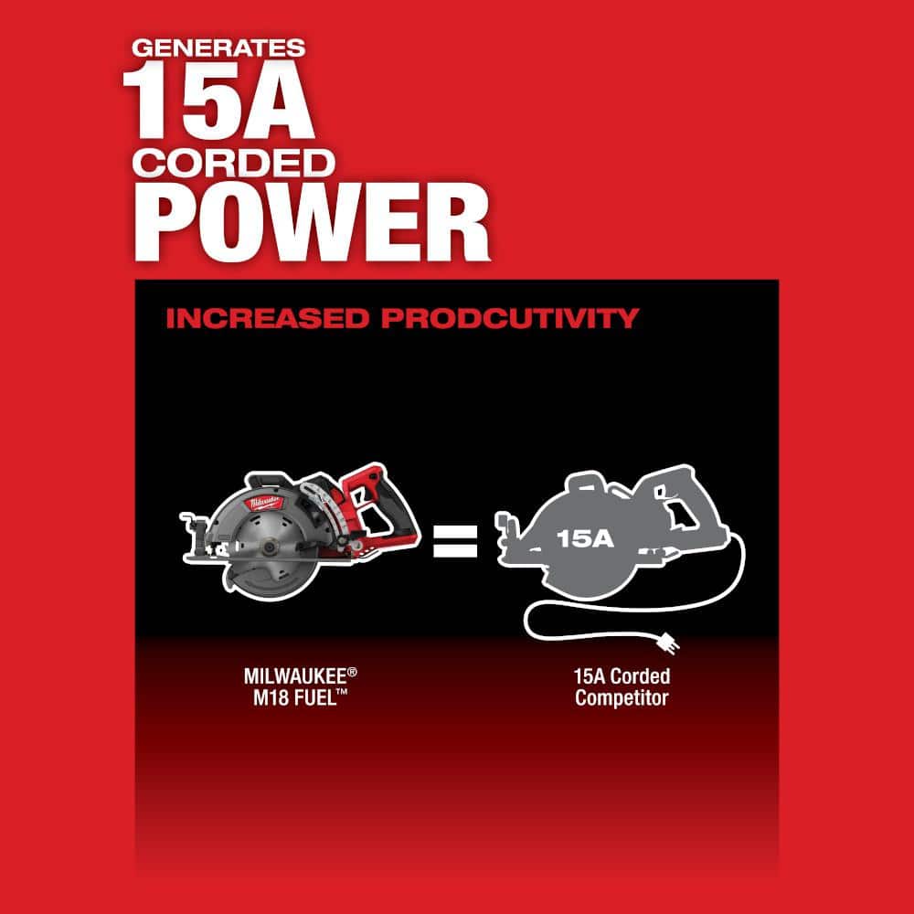 Milwaukee M18 FUEL 18V Lithium-Ion Cordless 7-1/4 in. Rear Handle Circular Saw with M18 REDLITHIUM FORGE HD 12.0 Ah Battery