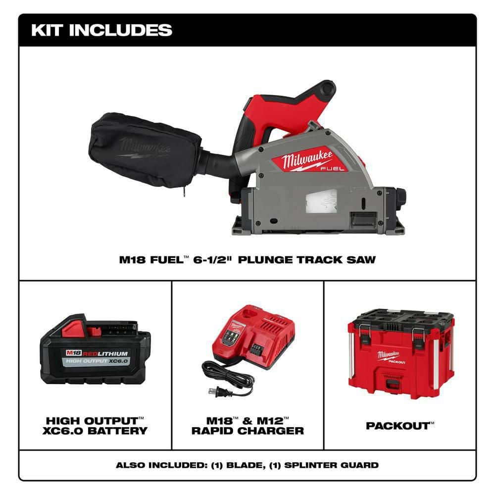 Milwaukee M18 FUEL 18V Lithium‑Ion Brushless Cordless 6-1/2 in. Plunge Track Saw Kit with 31 in. Guide Rail