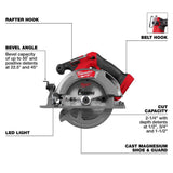 Milwaukee M18 FUEL 18V Brushless Cordless 6-1/2 in. Circular Saw (Tool-Only) with 2x XC6.0 Batteries Bundle