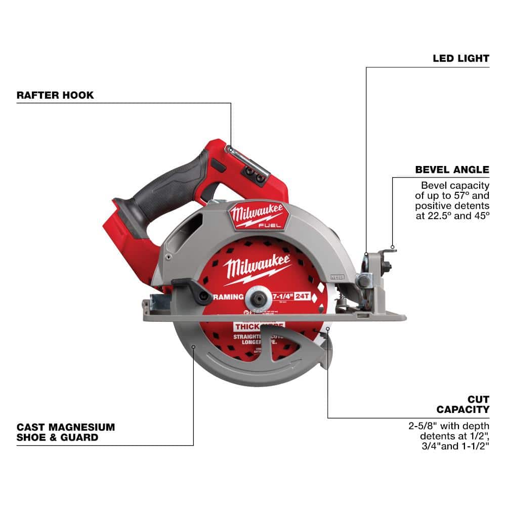 Milwaukee M18 FUEL 18V Brushless Cordless 7-1/4 in. Circular Saw with REDLITHIUM FORGE XC 8.0Ah Battery Pack