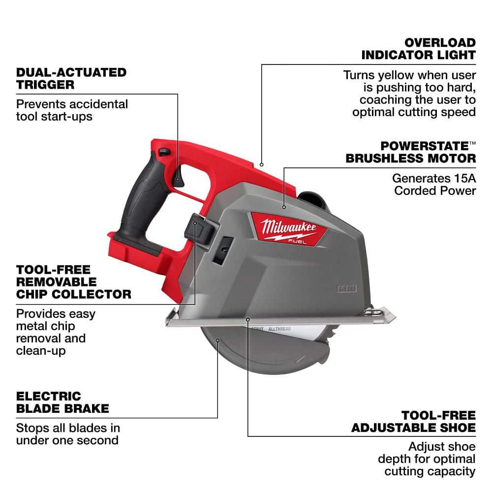 Milwaukee M18 FUEL 18V 8 in. Brushless Cordless Metal-Cutting Circular Saw Kit with 8.0Ah Battery and Rapid Charger