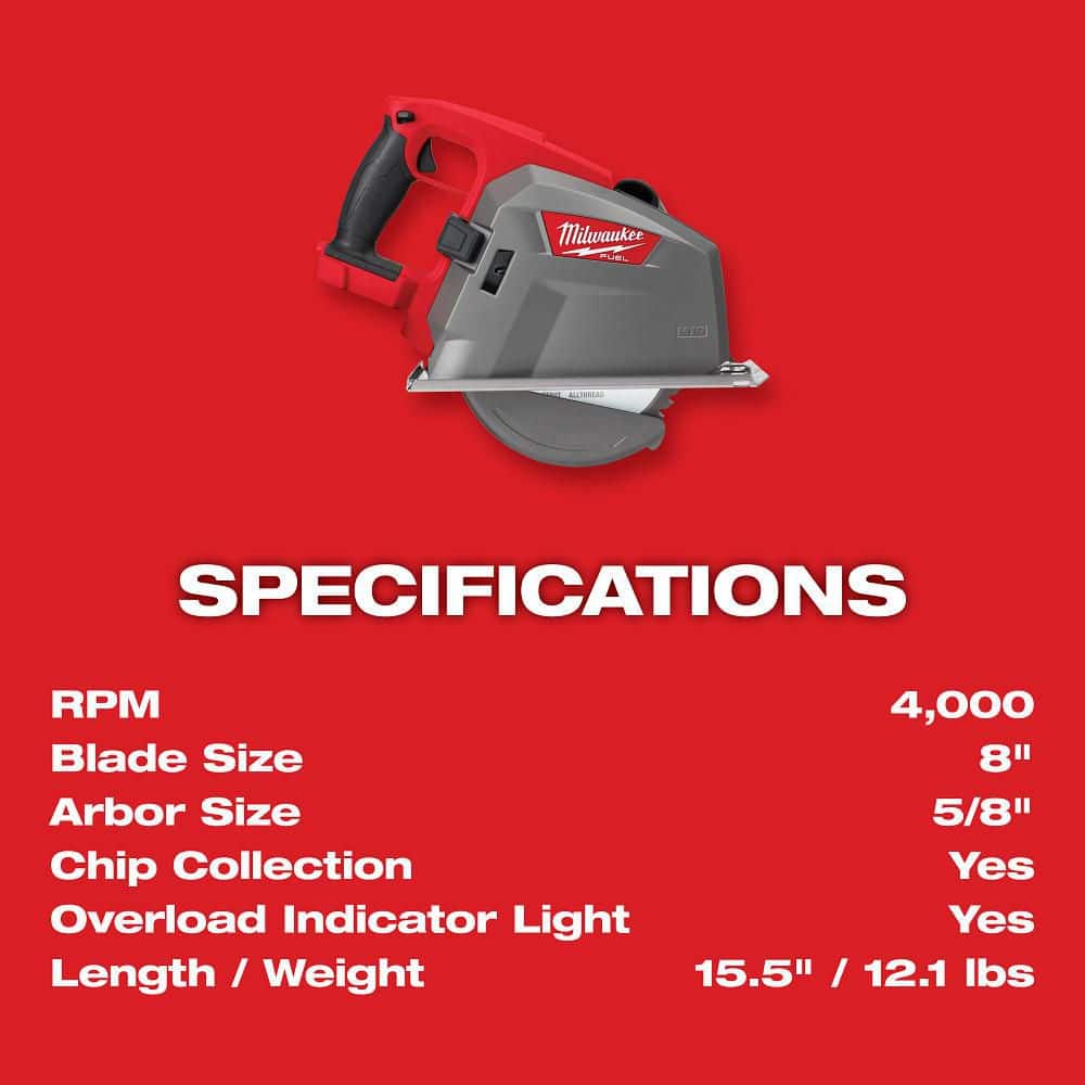 Milwaukee M18 FUEL 18V 8 in. Brushless Cordless Metal Cutting Circular Saw, Tool-Only (2982-20)