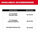 Milwaukee M18 FUEL 14 in. Top Handle 18V Lithium-Ion Brushless Cordless Chainsaw w/Blower Kit, 8.0 Ah Battery, Rapid Charger