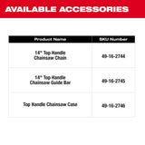 Milwaukee M18 FUEL 14 in. 18-Volt Lithium-Ion Brushless Cordless Battery Top Handle Chainsaw with (2) 8.0 Ah High Output Battery
