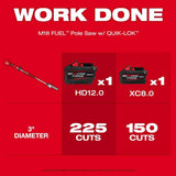 Milwaukee M18 FUEL 18V Brushless 8 in. HATCHET Pruning Saw + M18 FUEL QUIK-LOK Telescoping Pole Pruning Shears, (2) M18 FORGE 8.0Ah Batteries
