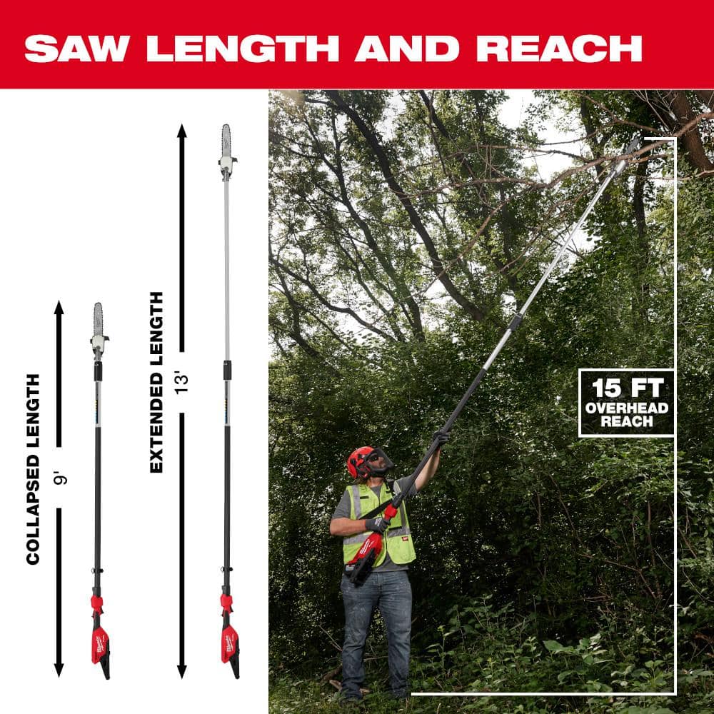 Milwaukee M18 FUEL 10 in. 18V Lithium‑Ion Brushless Cordless Telescoping Pole Saw, 13 ft. Reach (Tool‑Only)
