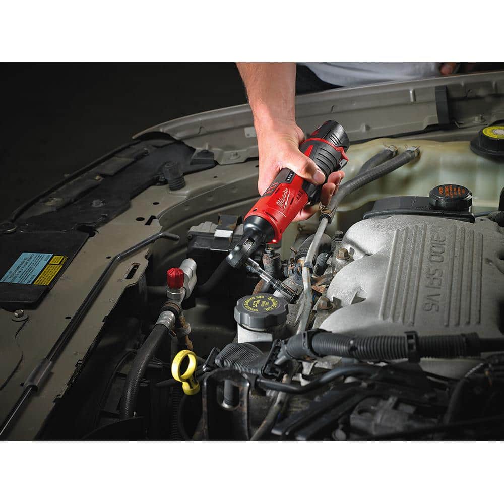 Milwaukee M12 12V Lithium-Ion Cordless 3/8 in. Ratchet with M12 Rover Flood Light, Tool-Only