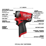 Milwaukee M12 FUEL 12V Lithium-Ion Brushless Cordless 3/8 in. Ratchet and 1/4 in. Impact Wrench with Two 3.0 Ah Batteries
