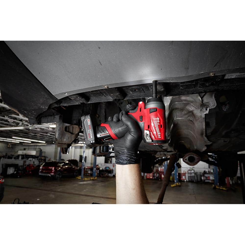 Milwaukee M12 FUEL 12V Lithium-Ion Brushless Cordless 3/8 in. Ratchet and 1/4 in. Impact Wrench with Two 3.0 Ah Batteries