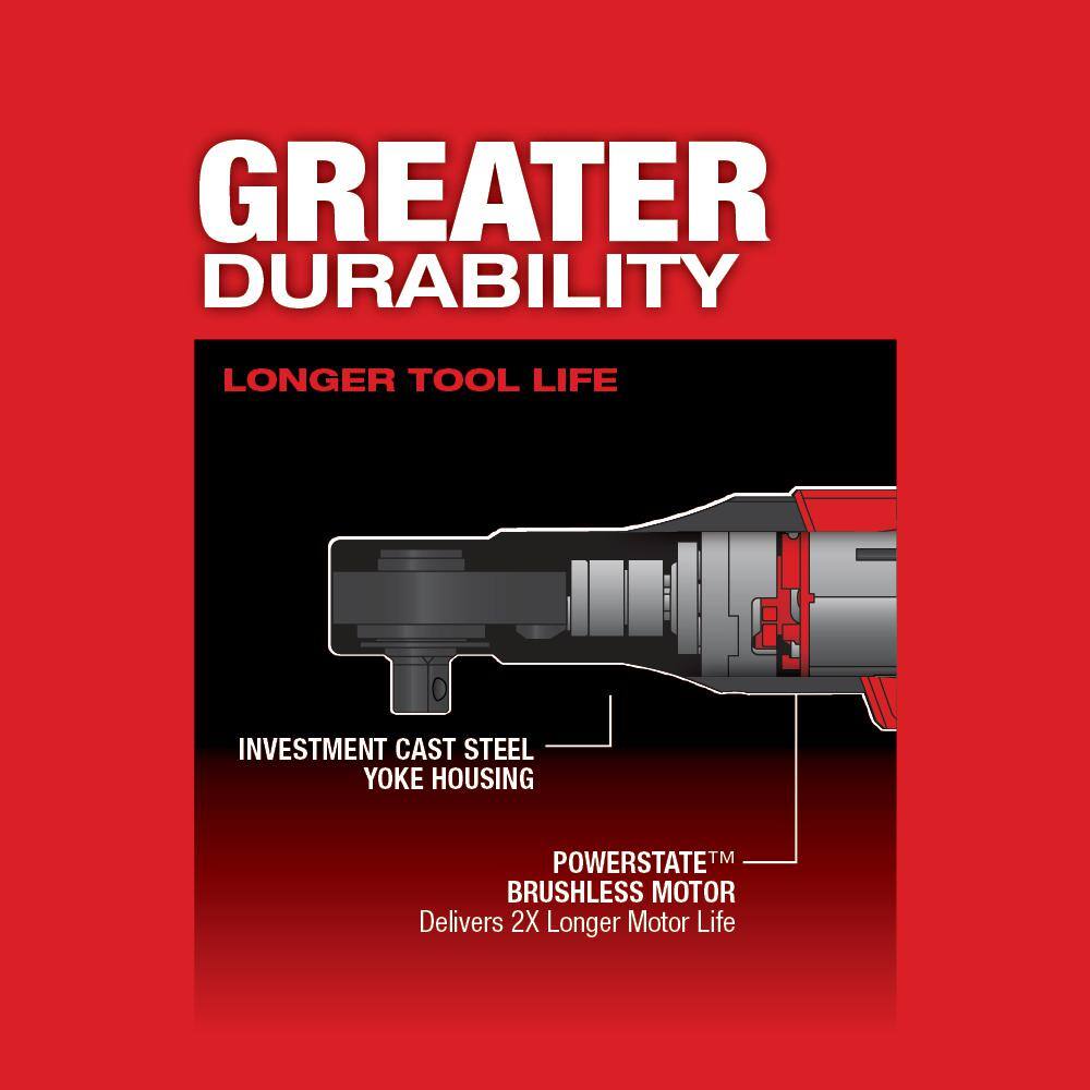 Milwaukee M12 FUEL 12V Lithium‑Ion Brushless 3/8 in. Cordless Ratchet Kit with (2) 2.0Ah Batteries, Charger, Bag & SAE Socket Set