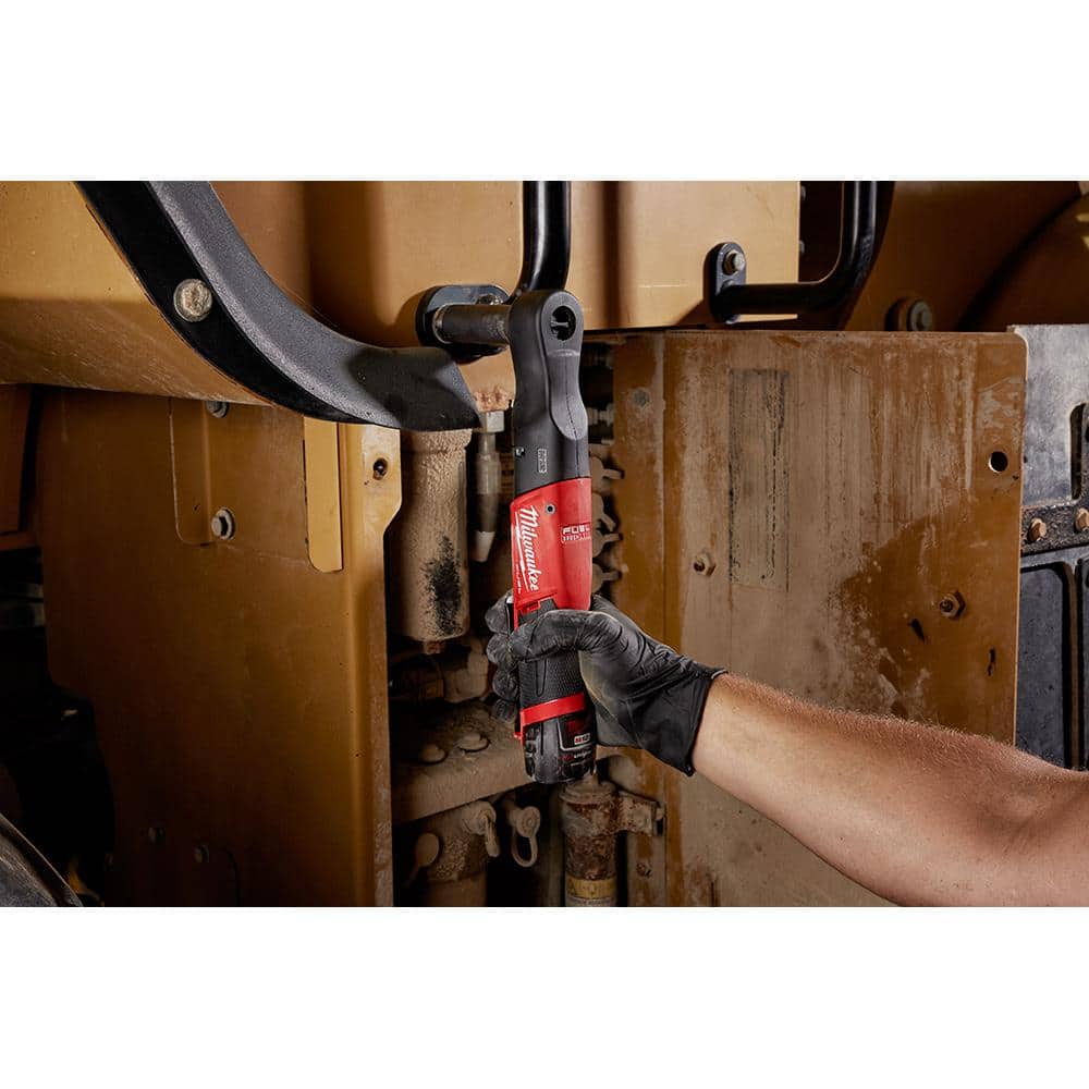Milwaukee M12 FUEL 12V Lithium-Ion Brushless Cordless 1/2 in. Ratchet Kit W/M12 Grease Gun