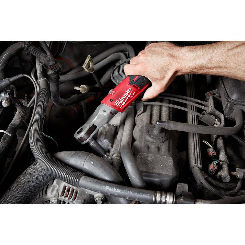 Milwaukee M12 FUEL 12V Lithium-Ion Brushless Cordless 1/2 in. Ratchet Kit W/M12 Grease Gun