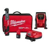 Milwaukee M12 FUEL 12V Lithium‑Ion Brushless Cordless 1/2 in. Ratchet Kit with M12 Compact Inflator