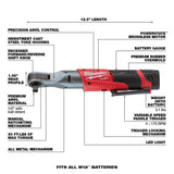 Milwaukee M12 FUEL 12V Lithium-Ion Brushless 1/2 in. Cordless Ratchet Kit with (2) 2.0Ah Batteries, Charger, Bag & SAE Socket Set