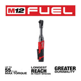 Milwaukee M12 FUEL 12V Brushless Cordless 3/8 in. Extended Reach Ratchet Kit with Metric Ratcheting Wrench Set