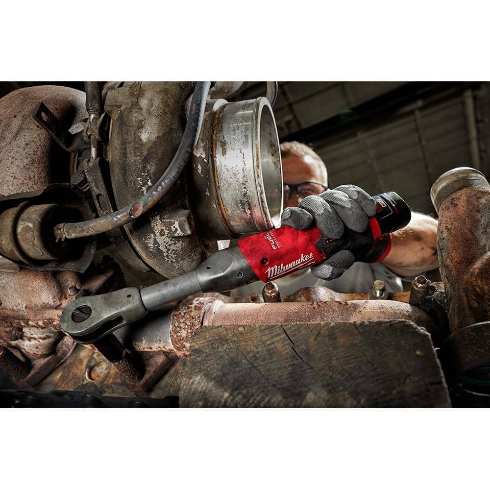 Milwaukee M12 FUEL 12V Brushless Cordless 3/8 in. Extended Reach Ratchet Kit with Metric Ratcheting Wrench Set