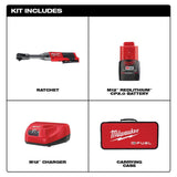 Milwaukee M12 FUEL 12V Brushless Cordless 3/8 in. Extended Reach Ratchet Kit with Metric Ratcheting Wrench Set