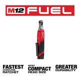 Milwaukee M12 FUEL 12V Cordless High-Speed 1/4 in. Ratchet Kit with 1/4 in. Drive Metric Deep Well Impact Socket Set (14-Piece)