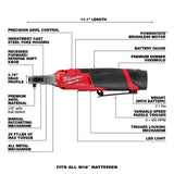 Milwaukee M12 FUEL 12V Cordless High-Speed 1/4 in. Ratchet Kit with 1/4 in. Drive Metric Deep Well Impact Socket Set (14-Piece)