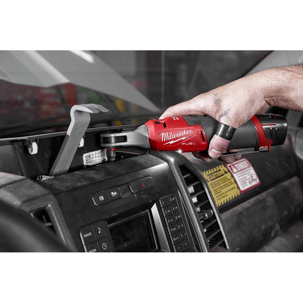Milwaukee M12 FUEL 12V Cordless High-Speed 1/4 in. Ratchet Kit with 1/4 in. Drive Metric Deep Well Impact Socket Set (14-Piece)