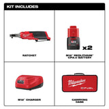 Milwaukee M12 FUEL 12V Cordless High-Speed 1/4 in. Ratchet Kit with 1/4 in. Drive Metric Deep Well Impact Socket Set (14-Piece)