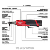 Milwaukee M12 FUEL 12V Lithium-Ion Brushless Cordless High Speed 3/8 in. Ratchet Kit W/M12 Grease Gun