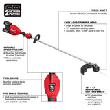 Milwaukee M18 FUEL 18V Brushless Cordless 17 in. Dual-Battery String Trimmer with 14 in. Top Handle Chainsaw, (2) 8.0Ah Batteries & Rapid Charger