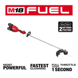 Milwaukee M18 FUEL 18V Brushless Cordless 17 in. Dual-Battery String Trimmer with 14 in. Top Handle Chainsaw, (2) 8.0Ah Batteries & Rapid Charger
