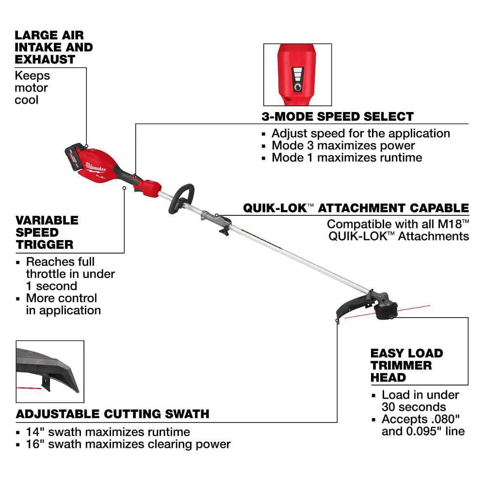 Milwaukee M18 FUEL 16 in. Brushless Cordless String Trimmer with QUIK-LOK (Tool-Only)