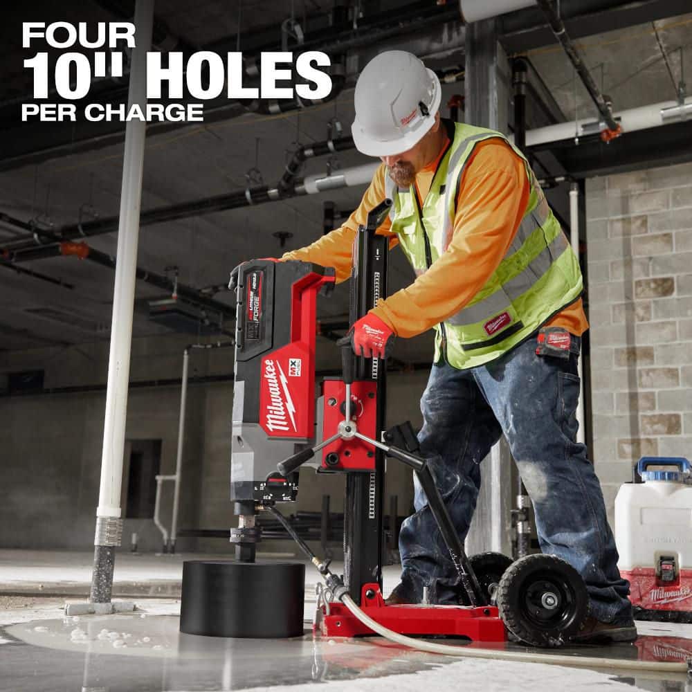 Milwaukee MX FUEL Lithium-Ion Core Drill Rig Kit with (2) FORGE HD12.0 Batteries, Super Charger & Stand, 72V